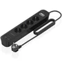 Aisens Regleta con Interruptor ASPS-2A2C13-BK con 4 Tomas y 4 Puertos USB